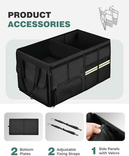 FLORICH Trunk Organizer with Breathable Shoe Storage for Suv, Waterproof Car Organizers Collapsible, Large Trunk Organizer Back Seat Storage for Car