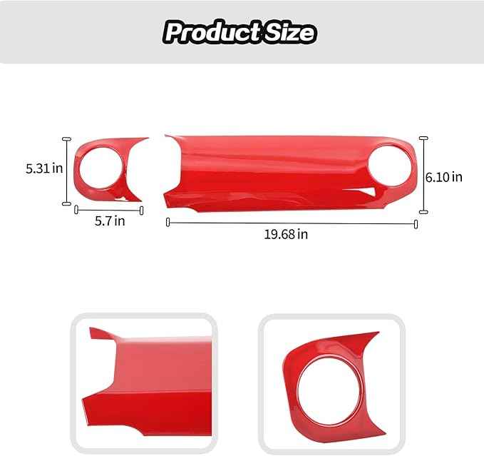 JeCar 2pcs for 2024+ Jeep Wrangler JL Red Interior Accessories Center Console Dash Panel Cover Trim