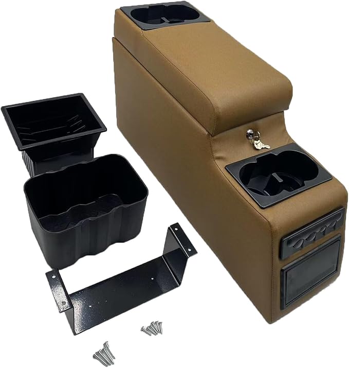 Truck Center Console Truck Seat/Bench Organizer for Jeep CJ5 1976-1983,Jeep CJ7 1976-1986,Jeep Wrangler(YJ) 1987-1995 (Brown)
