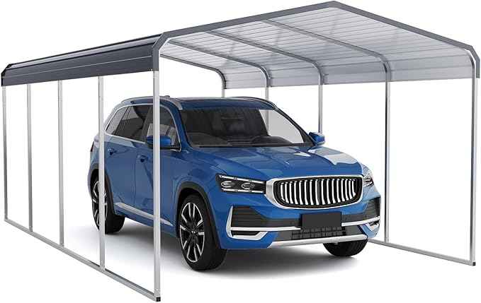 12x20 Metal Carport, Heavy Duty Carport, Shelter with Galvanized Metal Roof and Updated Frame, Car Canopy Garage for Car, Pickup, Boats and Tractors