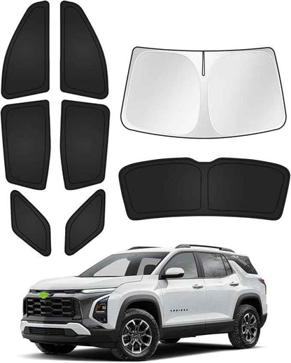 Sunshades for 2025 2026 Chevrolet/Chevy Equinox Accessories Windshield Sun Shade Side Rear Window Shade Cover Sun Visor Shield Privacy Protection Keep Car Cool Black 8PCS(NOT for Equinox EV)