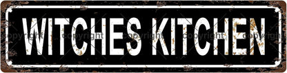 WITCHES KITCHEN Vintage Metal Tin Sign, Street Sign, Home Decor, Room Decor, Wall Decor, Bathroom Decor, Bar Decor, Cafe Decor, Garage Decor, 16 x 4 Inch