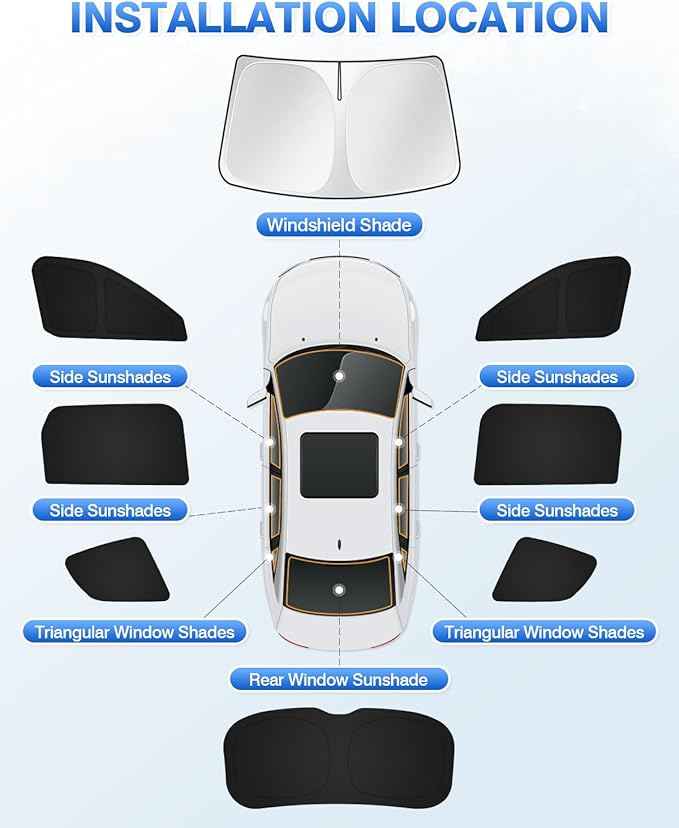 Windshield Sun Shade for 2020-2025 2026 Kia Telluride Accessories Sunshade Side Rear Window Shade Cover Window Sun Visor Shield Privacy Protection Keep Vehicle Cool Black 8PCS