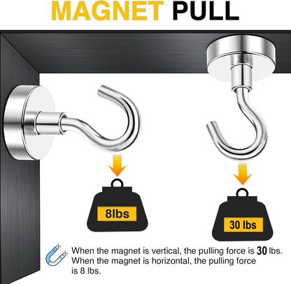 DIYMAG Magnetic Hooks, 30lbs+ Magnet Hook 2025 Cruise Cabin Ship Essentials Heavy Duty Strong Magnets Refrigerator Fridge Hanging for Classroom Beach Vacation Kitchen Grills Home 60 Pack