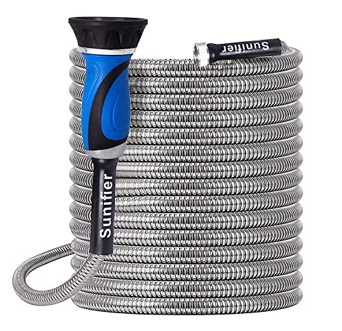 Metal Garden Hose 25 Ft Flexible Stainless Steel Garden Hose Lightweight