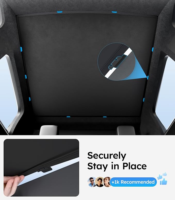 Wigoo Tesla Cybertruck Sunshade Roof [Never Sag, Nano Ice-Crystal Coatings] 3rd-Gen Heat Insulation Glass Roof Sun Shade, Accessories for Tesla Cybertruck 2023~2025, Tesla Interior Black