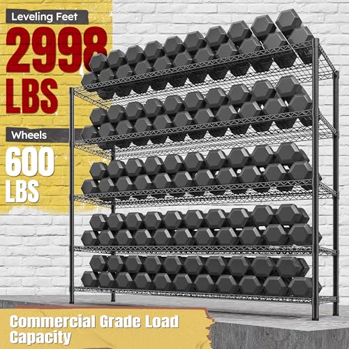 85.7"H 5 Tier Garage Shelving with Wheels&Feet