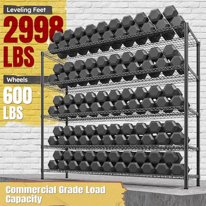 85.7"H 5 Tier Garage Shelving with Wheels&Feet