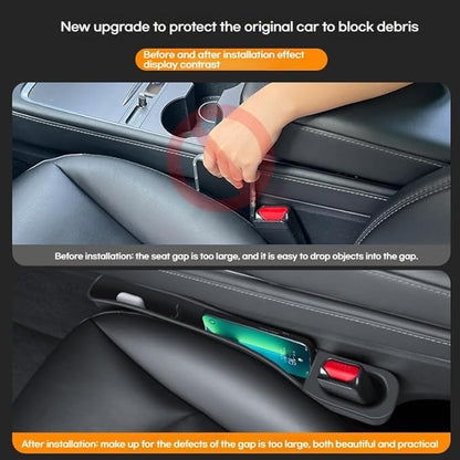 2PCS Car Seat Gap Filler Organizer for Tesla Model Y & Model 3 - No-Drop Storage Solution for Phones & Essentials, Keep Your Car Neat