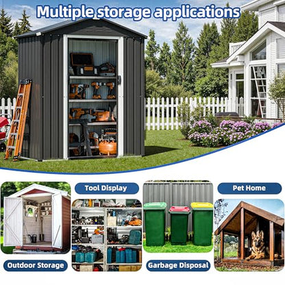 JY QAQA 5x3 FT Metal Outdoor Garden Storage Shed