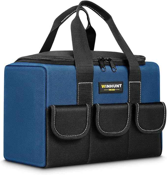 Small Tool Bag, Waterproof Tool Bag Organizer 1680D Tool Bags for Men Heavy Duty, with Multi-Pockets for Electricians, Blue
