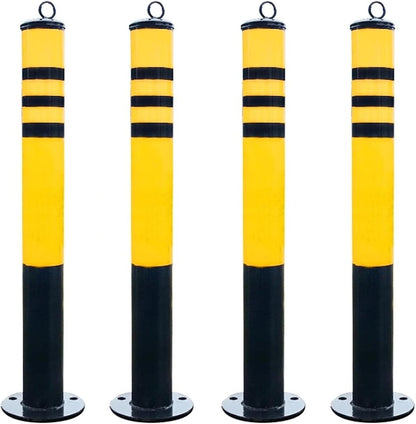 Safety Bollard, Driveway Barrier, Parking Stopper for Garage, Steel Car Parking Protection Posts, Caution Cones, Perfect for Traffic-Sensitive Area(Yellow A(4PCS))