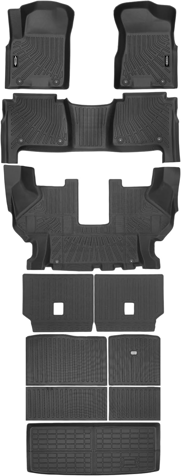 Custom Fit Floor Mats for Nissan Armada 2019-2024 7 Seats, All Weather TPE Floor Liners with Trunk Mat & Backrest Protectors, Odorless Full Set Interior Accessories
