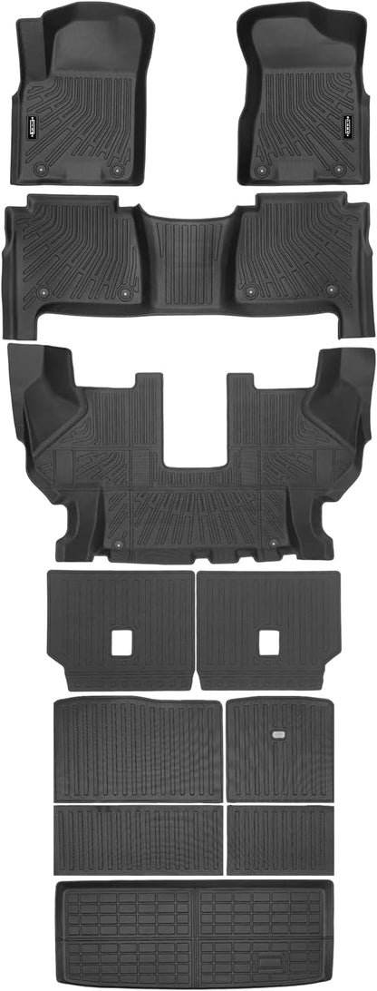 Custom Fit Floor Mats for Nissan Armada 2019-2024 7 Seats, All Weather TPE Floor Liners with Trunk Mat & Backrest Protectors, Odorless Full Set Interior Accessories