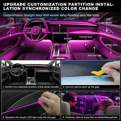 Acrylic Interior Car LED Strip Light with Wireless APP