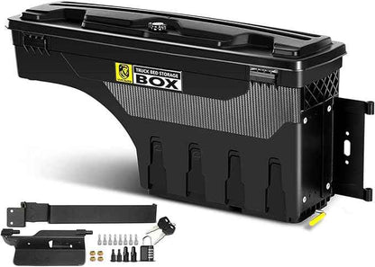 YHTAUTO Truck Bed Storage Tool Box Lockable Compatible with 2019-2025 Ram 1500 Pickup, Passenger Side, Will Not Work with RamBox & Classic Model, Swing Waterproof Wheel Well Toolbox