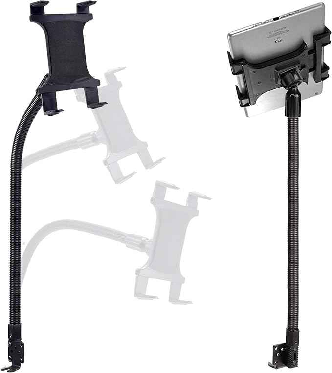Heavy Duty Flexible 22“ Aluminum gooseneck ELD compliant car truck fleet floor seat bolt tablet mount for Apple iPad Air Pro Mini Microsoft Surface Pro/Book Lenovo Verizon 7 8 10 12 tablets