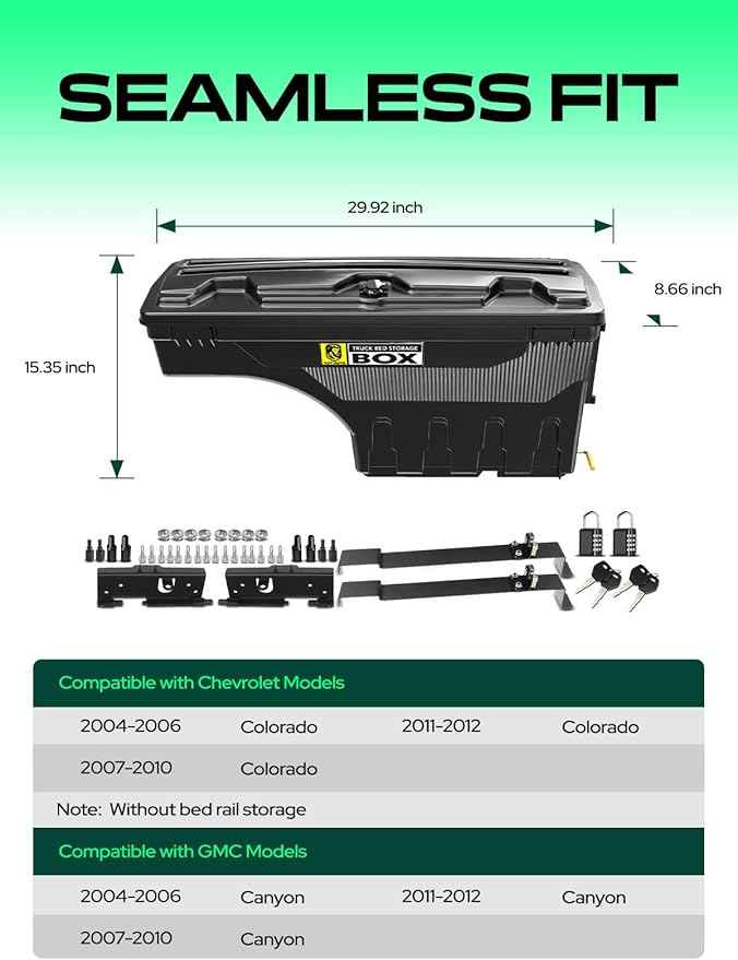 YHTAUTO Set of 2 Truck Bed Storage Tool Box Lockable Case Replacement for 2004-2012 Chevrolet Colorado GMC Canyon Driver and Passenger Side