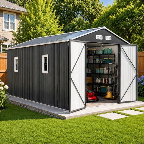 10x12 FT Metal Storage Shed with Reinforced Frame