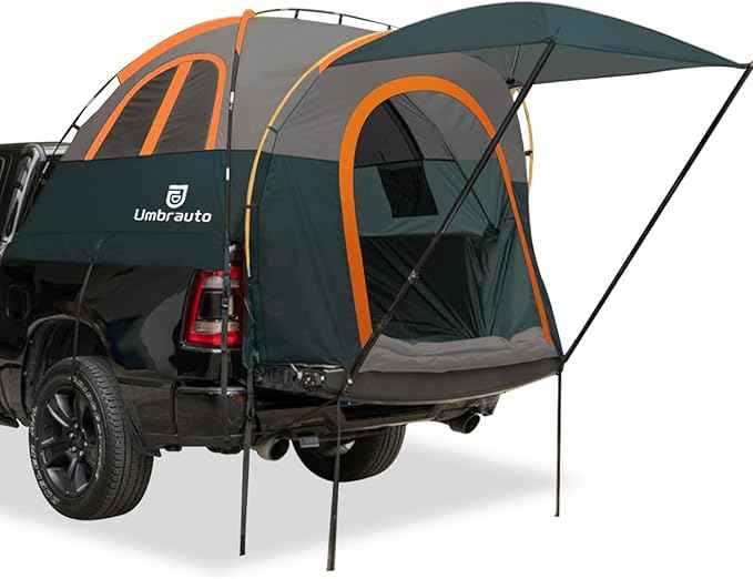 Umbrauto Truck Bed Tent with Awning: 5.5-5.8FT PU3000mm Waterproof Tailgate Pickup Truck Tents, Easy Set-up for 2 Person, Fits Full Size Short Bed, Chevy, Dodge, Ford, GMC, Green