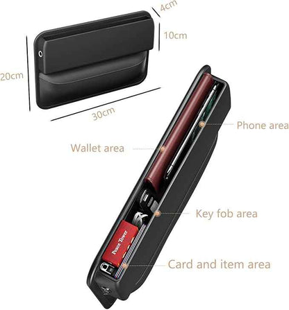 Car Seat Gap Filler Organizer,Premium PU Leather Storage Box No Slip Pad Compatible with Phone Key Wallet Phone Sunglasses Pockets Seat Catcher Holders Console Side Organizers Driver Side