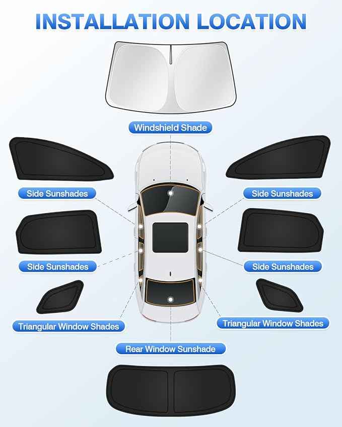 Sunshades for 2023-2025 2026 Kia Sportage Accessories Windshield Sun Shade Side Rear Window Shade Cover Sun Visor Shield Privacy Protection for Camping Keep Vehicle Cool Black 8PCS