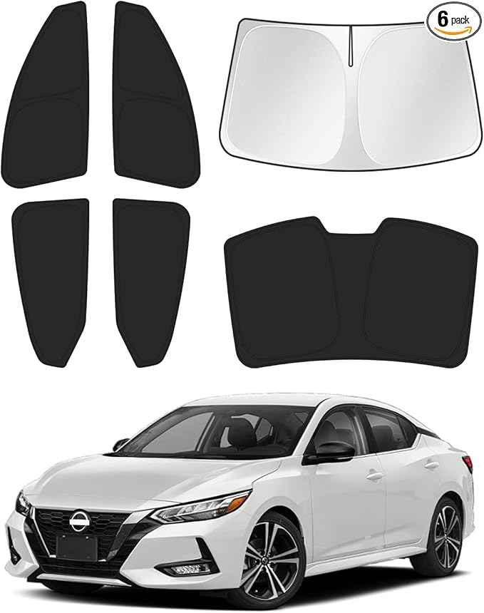 Sunshade for 2020-2025 2026 Nissan Sentra Windshield Sun Shade Side Rear Window Shade Cover Sun Visor Shield Privacy Protection Keep Vehicle Cool Black 6PCS