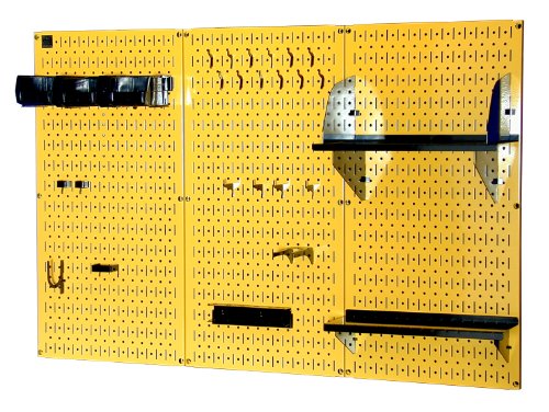 4 ft Metal Pegboard Standard Tool Storage Kit with Yellow Toolboard and Black Accessories