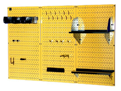 4 ft Metal Pegboard Standard Tool Storage Kit with Yellow Toolboard and Black Accessories