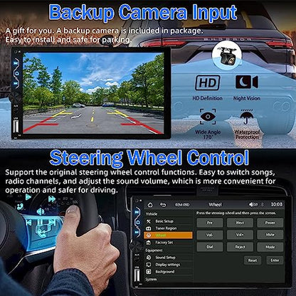 Double Din Car Stereo with Apple Carplay and Android Auto