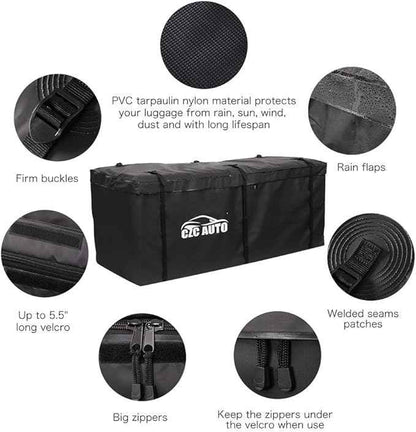 CZC AUTO Hitch Cargo Carrier Bag, 20 cu. ft Waterproof/Rainproof/Weatherproof Cargo Traveling Bag for Car Truck SUV Vans' Hitch Trays and Hitch Baskets, Safe Steady Durable Soft, Black