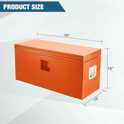 Black Steel Truck Bed Tool Box, Powder Coated Storage Chest, Weatherproof Trailer ToolBox Storage Organizer for Pickup, Truck Bed, RV, Trailer (36 * 15 * 15 - Orange)