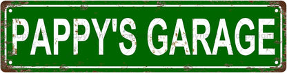 PAPPY'S GARAGE Vintage Metal Tin Sign, Street Sign, Home Decor, Room Decor, Wall Decor, Bathroom Decor, Bar Decor, Cafe Decor, Garage Decor, 16 x 4 Inch
