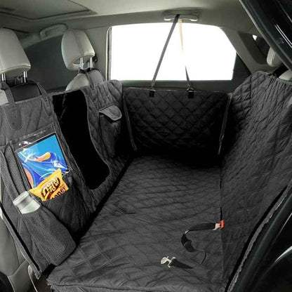 Dog Car Seat Cover for Back Seat, Dog Hammock for Car, Waterproof Backseat Cover for Dogs in Car SUV & Truck, with Mesh Window and Multiple Pockets