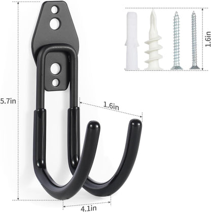 Garage Tool Hooks Wall Mount, 6 Pack Heavy Duty Storage Hooks for Garden Tools, Wall Hooks for Garden Hoses, Brooms, Ladders, Garage Storage and Organization Accessories