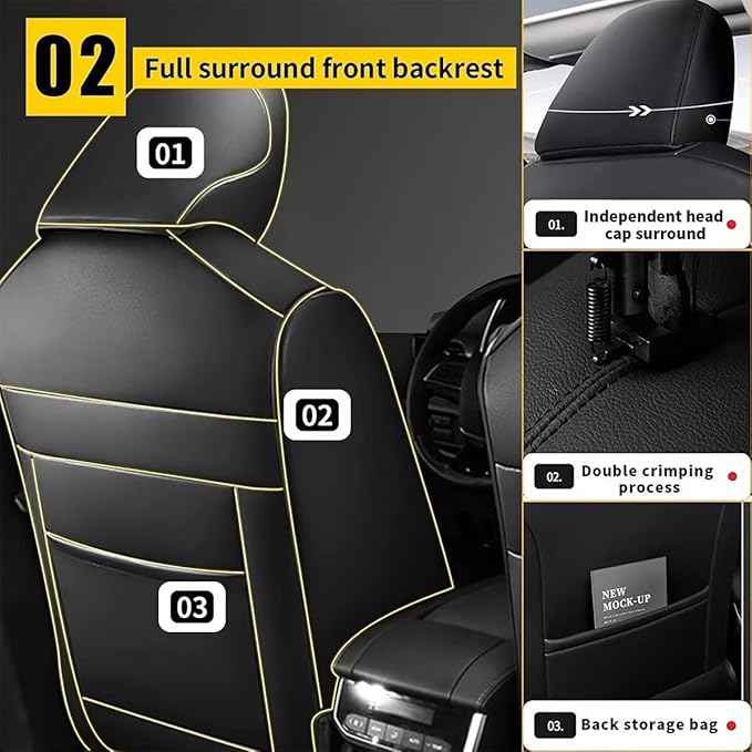 YORKNEIC Fit for Buick Verano Seat Covers 2012-2017: Waterproof Leather 2 Front Car Seat Covers (2 Front Set, Black)