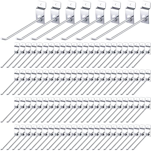100 Pack Slatwall Hooks Silver Heavy Duty Slat Wall Hooks Metal Slatwall Accessories for Hanging Garage Retail Home Shop Display (100 Count)