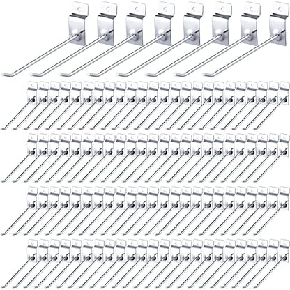 100 Pack Slatwall Hooks Silver Heavy Duty Slat Wall Hooks Metal Slatwall Accessories for Hanging Garage Retail Home Shop Display (100 Count)