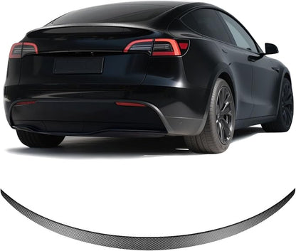 Spoiler Compatible with 2020-2024 Tesla Model Y Matte Black Carbon Fiber ABS Plastic Rear Trunk Lip Rear Spoiler Wing Model Y Accessories