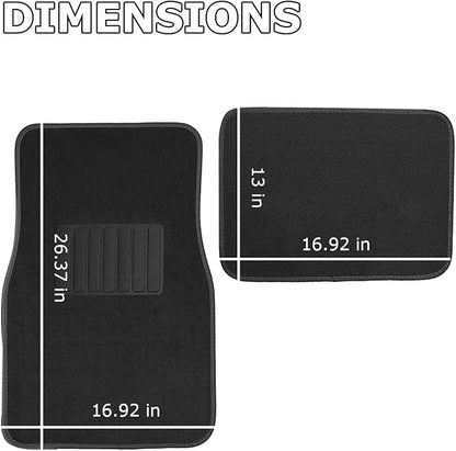 VaygWay Carpet Floor Mat for Car – Premium Quality 4 Piece Heavy Duty Set – Automotive Universal Fit Floor Mats for Cars, SUV, Truck w/Safety Heel Pad –Classic Black All Weather Rugs