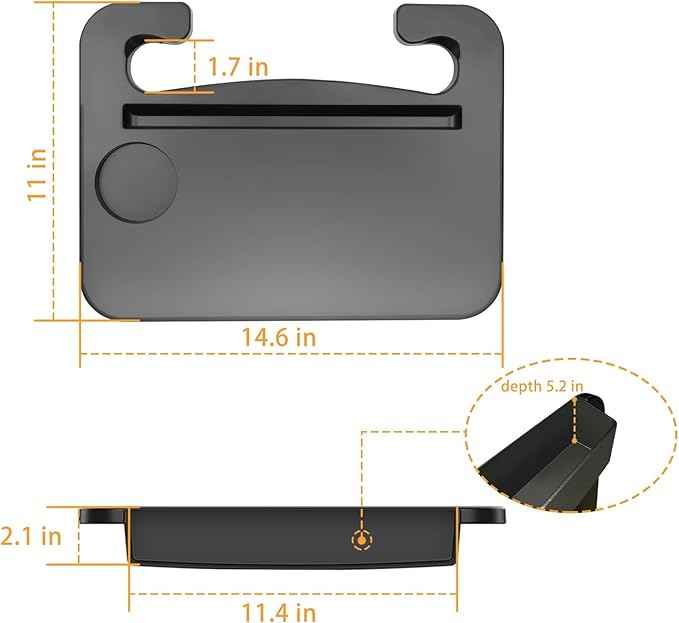 Steering Wheel Tray - 2 in 1 Car Seat Gap Filler Organizer, Multipurpose Table Tray for Eating, Drinking, Laptop