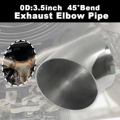 OD 3.5 inch 45 degree exhaust elbow Pipe (Mandrel Bend Elbow) SS304 Stainless Steel Bend Suitable for Car Modified Exhaust Elbow Pipe, Stair Handrail, etc (4 pcs)
