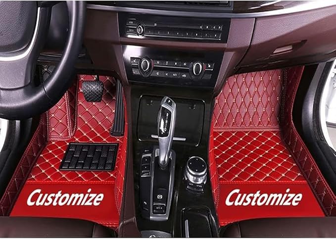 Custom Automotive Floor Mats Anbuwei Car Floor Mats Leather Anti-Slip Full Coverage Protection for 96% 2000-2026 SUV Sedan Vehicles (Red,2 Seats in Front Row)