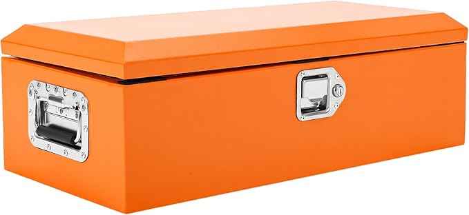 Garvee Black Steel Truck Bed Tool Box, Diamond Plate Tool Box with Side Handle and Lock Keys, Storage Toolbox Chest Box Organizer for Pickup, Truck Bed, RV, Trailer