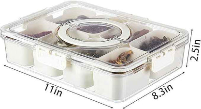 Eanpet Divided Veggie Tray with Lid and Handle 8 Compartment Serving Tray with Dividers Portable Travel Snack Containers Stackable Snackle Box Charcuterie Container for Fruit,Vegetable,Salad