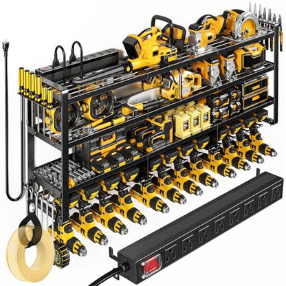49.5" W Large Power Tool Organizer Wall Mount with Charging Station