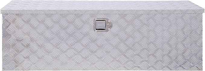 48 Inch Truck Tool Box, Waterproof HeavyDuty Aluminum Tool Box With Lock And Keys, 5 Bar Tread Wide Utility Toolbox For Pick Up Truck Bed Rv Organizer Trailer, 48x15x15inch