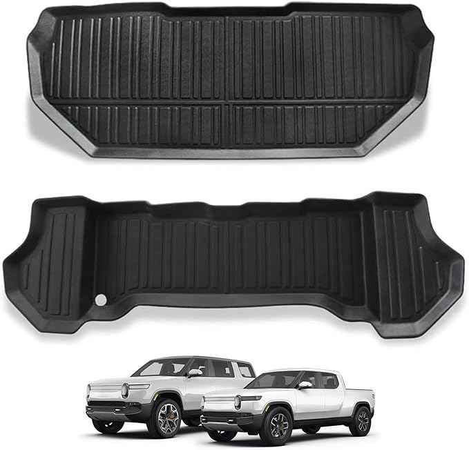 BestEvMod Compatible with Rivian R1T R1S All-Weather Front Trunk Mat TPE Material Rubber Cargo Liner Rivian R1T R1S 2022 2023 2024 Accessories (Upper + Lower Layer)