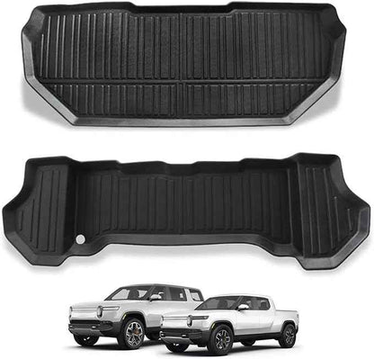 BestEvMod Compatible with Rivian R1T R1S All-Weather Front Trunk Mat TPE Material Rubber Cargo Liner Rivian R1T R1S 2022 2023 2024 Accessories (Upper + Lower Layer)