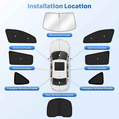 Upgraded Window Shades for Tesla Model Y Juniper 2025 2026 Accessories with Suction Cups Windshield Sun Shade Side Rear Window Covers Sunshade Sun Shield Privacy Protection Camping Black 8PCS